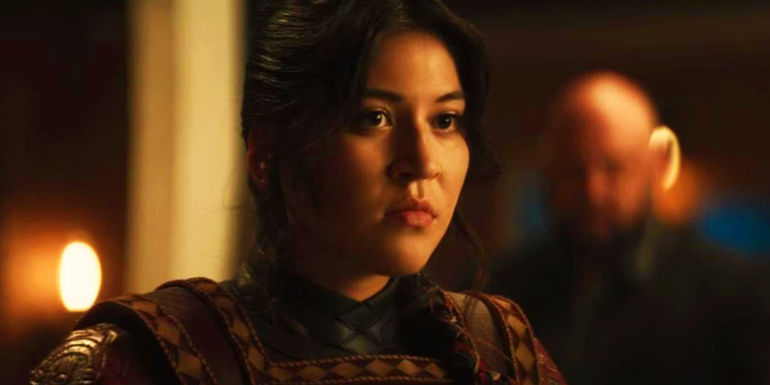 Maya Lopez's Echo facing Kingpin in her superhero costume in Echo