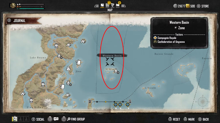 skull and bones western basin map close