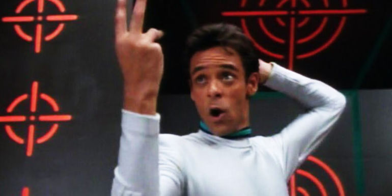 Alexander Siddig as Dr. Bashir playing racquetball