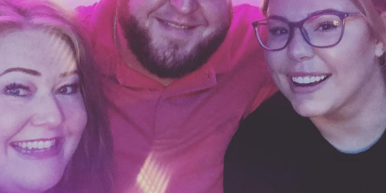 (right-to-left) Teen Mom star Kailyn Lowry with a male friend and her nanny, Natalie.