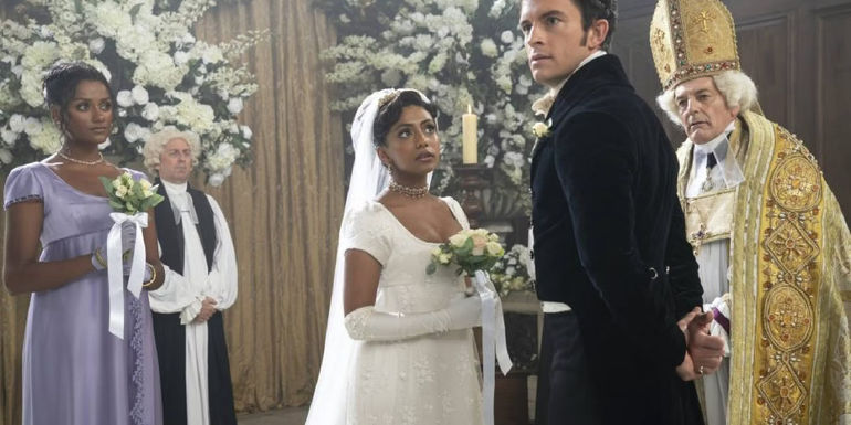 Anthony and Edwina at the Altar on Bridgerton