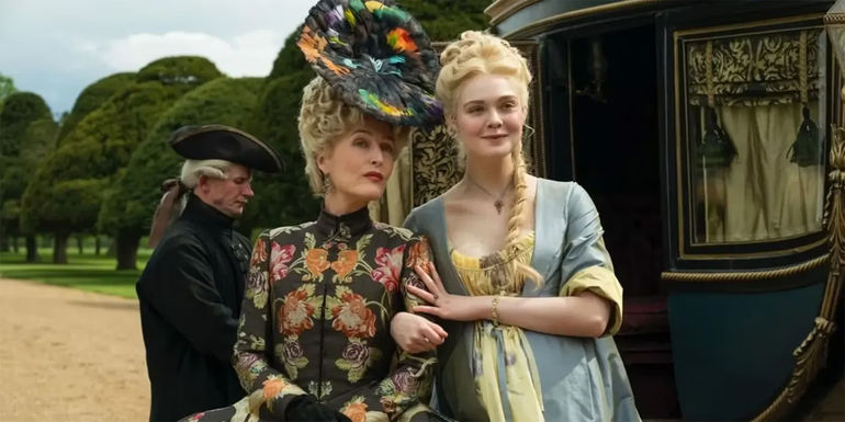 Catherine beside a carriage in The Great