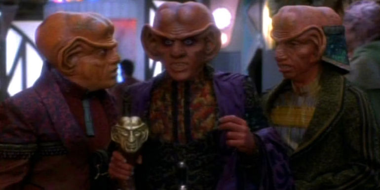 Gral, Quark, and Rom on the Promenade DS9 Ferengi