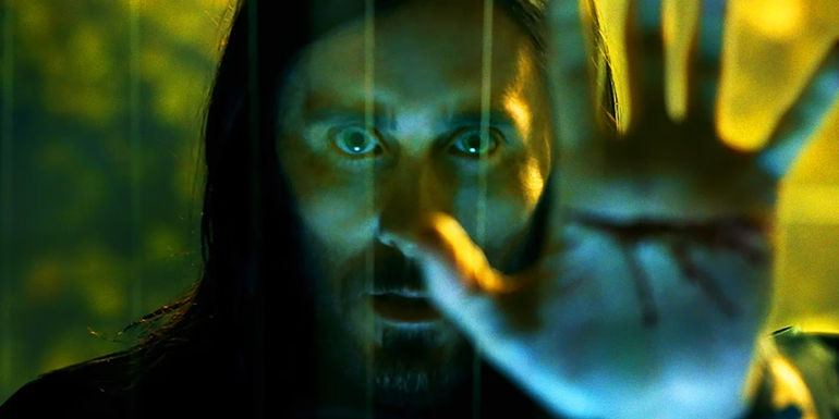 Michael Morbius showing his cut hand in Morbius