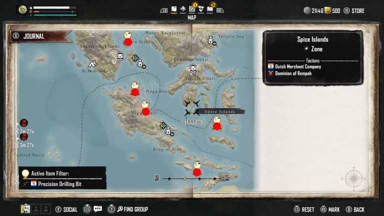 skull and bones precesion drilling bit map close