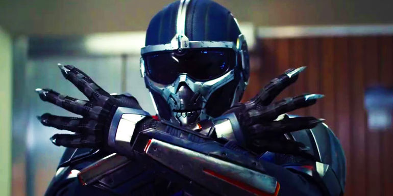 Taskmaster with arms crossed in Black Widow