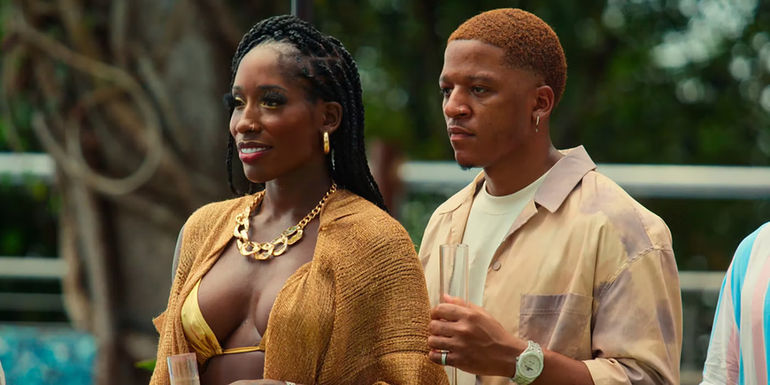 Brittne & Sean from Couple To Throuple standing outside