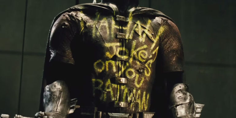 Robin's defaced costume in Batman v Superman: Dawn of Justice.