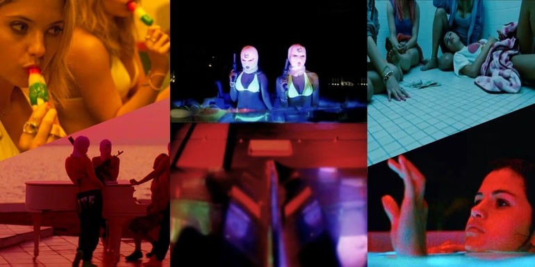 Collage Of Colorful Scenes in Spring Breakers