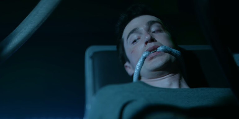 Ben (Levi Fiehler) is abducted by aliens and experimented on in Resident Alien