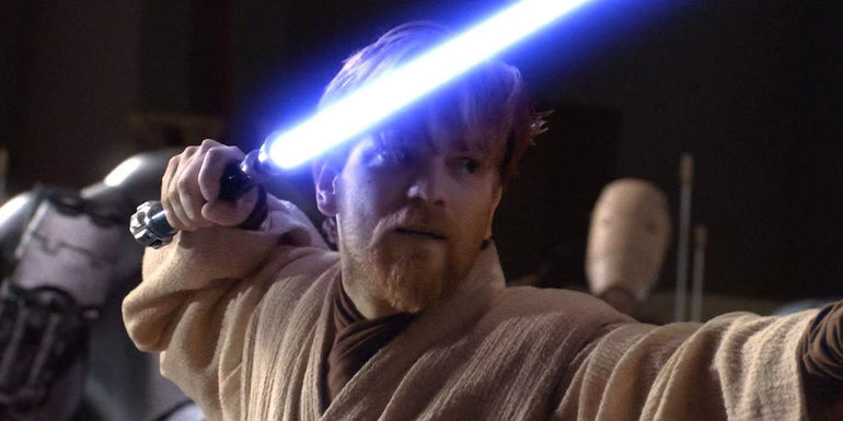 Obi-Wan wielding his lightsaber in Star Wars: Episode III - Revenge of the Sith
