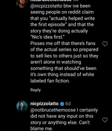 Nic Pizzolatto replying to a fan on Instagram about True Detective: Night Country