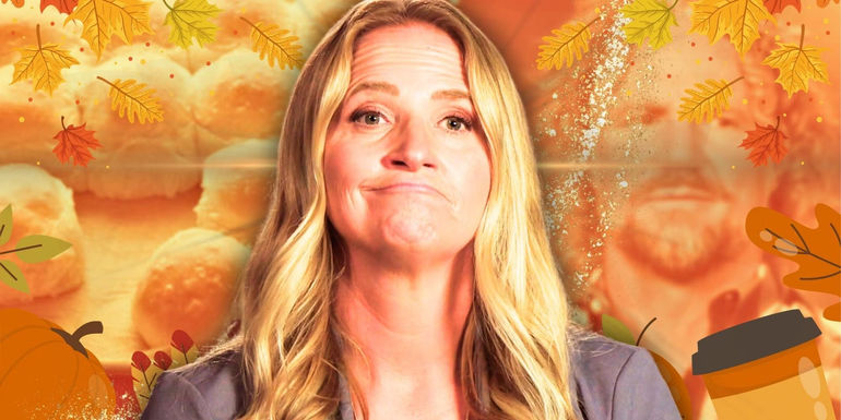 Sister Wives Christine with a thanksgiving background