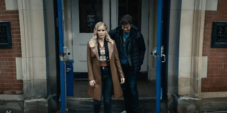 Hughie and Starlight exit the police precinct building in The Boys season 4