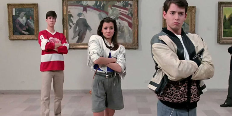 Cameron, Ferris, and Sloane at the art gallery in Ferris Bueller's Day Off