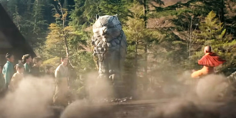 Aang riding on the Air Scooter in Netflix's Avatar: The Last Airbender