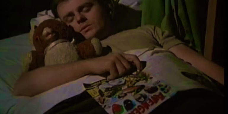 Gary Burghoff's Radar sleeping with his teddy bear and an Avengers comic