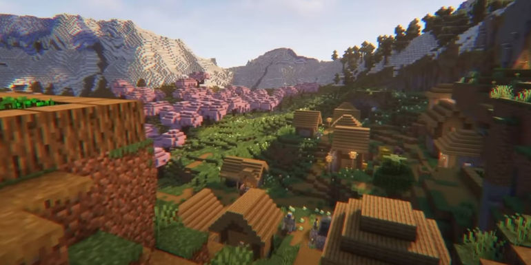 Minecraft Village Near Cherry Blossom Biome World Seed