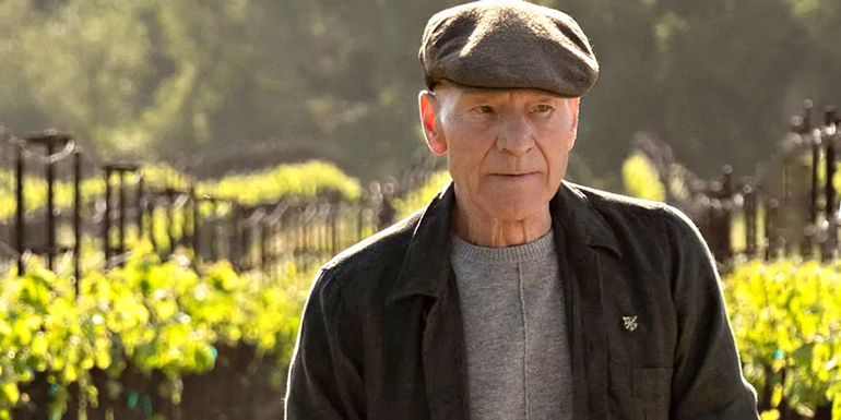 Patrick Stewart as Admiral Picard at his family vineyard