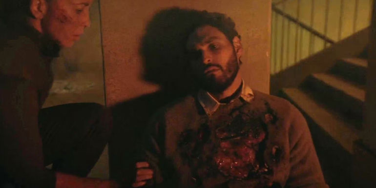 Riz (Natasha Culzac) checks Danilo's (Christian Ochoa Lavernia) pulse in Halo Season 2, Episode 4