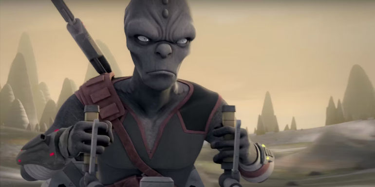 The Noghri Rukh on a speeder in Star Wars Rebels
