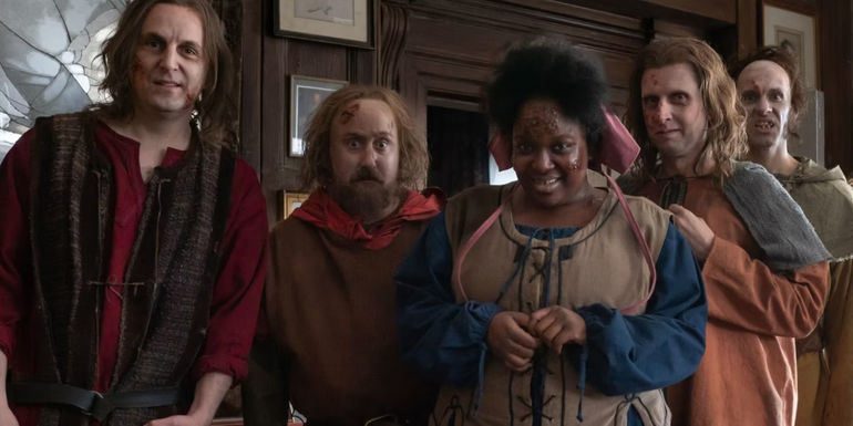 The cast of UK Ghosts covered in scars