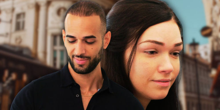 90 Day Fiancé: Before The 90 Days' Razvan and Amanda looking down