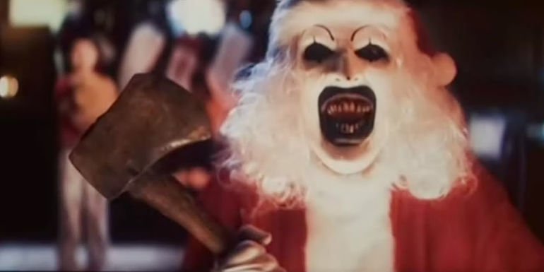 David Howard Thornton as Art the Clown Dressed as Santa Claus in Terrifier 3