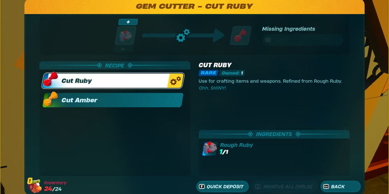 lego fortnite how to find rough ruby and craft cut ruby - The Hunting Dagger