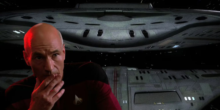 Picard says Engage to start saucer separation - Star Trek: The Next Generation, season 1, episode 1, "Encounter at Farpoint"