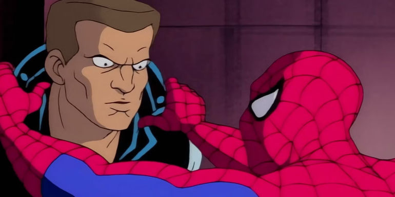 Blade confronting Spider-Man in Spider-Man: The Animated Series