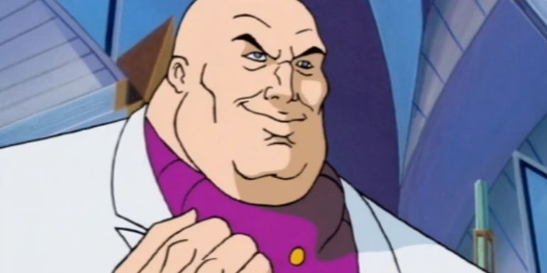 Kingpin smiling menacingly in spider-man the animated series