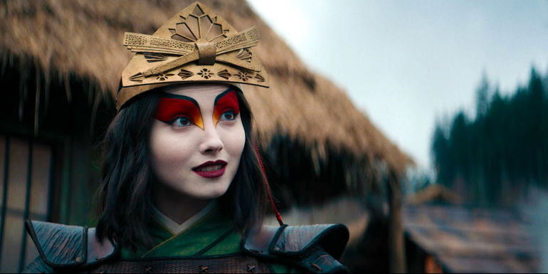 Suki Kyoshi Warrior from Avatar the last airbender outside pleasently surprised and happy Maria Zhang as Suki - Suki’s Speech About Benders & Non-Benders Sets Up The Legend Of Korra’s Amon