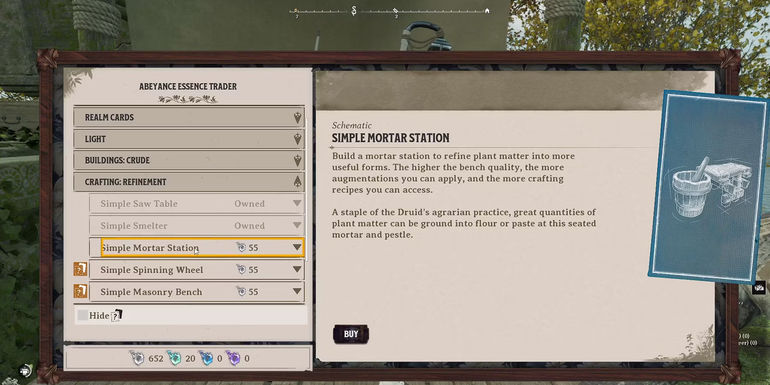 Simple Mortar Station schematic in Nightingale - Craft, Place, and Use the Simple Mortar Station