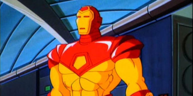 Spider-man the animated series Iron man in his red and gold armour