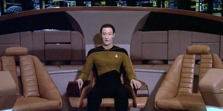 Star Trek TNG Angel One Data empty bridge - Data takes command when everyone comes down with a bad flu. - 'Angel One' - Star Trek: TNG Season 1, Episode 14