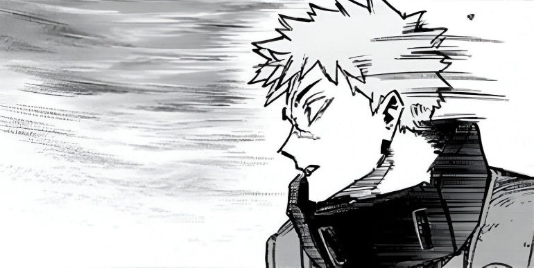 Deku in a fierce battle