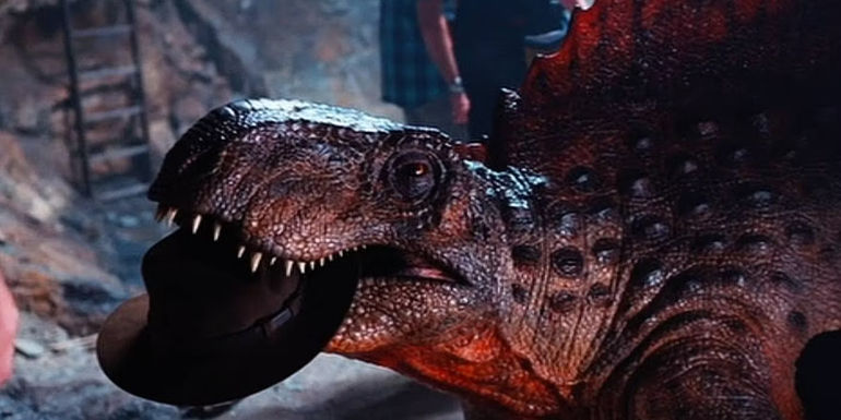 Dimetrodon eating a hat in Jurassic World Dominion