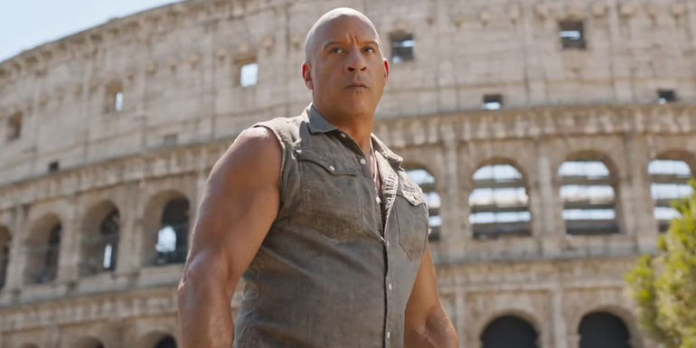 Image of Dom (Vin Diesel) standing by a coliseum in Fast X