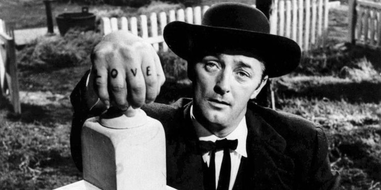 Robert Mitchum's hand tattoos in The Night of the Hunter - Directed by Charles Laughton - The Night of the Hunter (1955)
