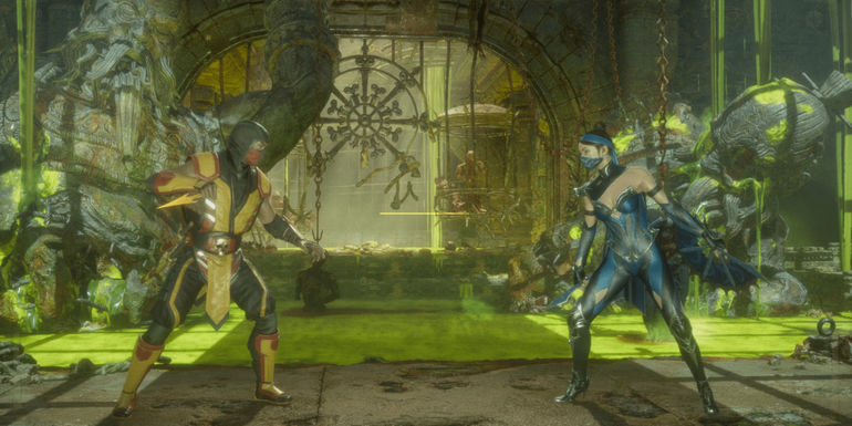 Scopion versus Kitana at the Dead Pool stage - Metascore: 82 - Mortal Kombat 11