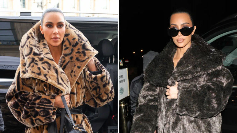 Kim Kardashian Turns Heads with 2 Striking Fur Coat Looks at Paris Fashion Week