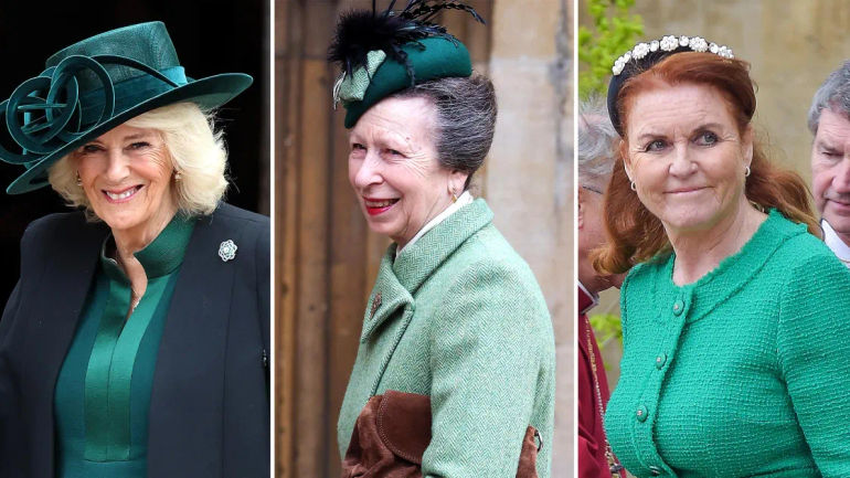 Royals Coordinate in Emerald Green for Easter Sunday Service