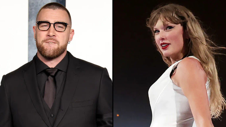 Travis Kelce Enjoys Taylor Swift's 'So High School' Performance in Paris