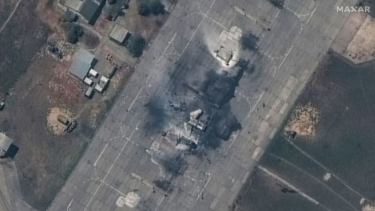 Exclusive satellite footage reveals Russian aircraft wreckage and damaged infrastructure in Crimean airbase