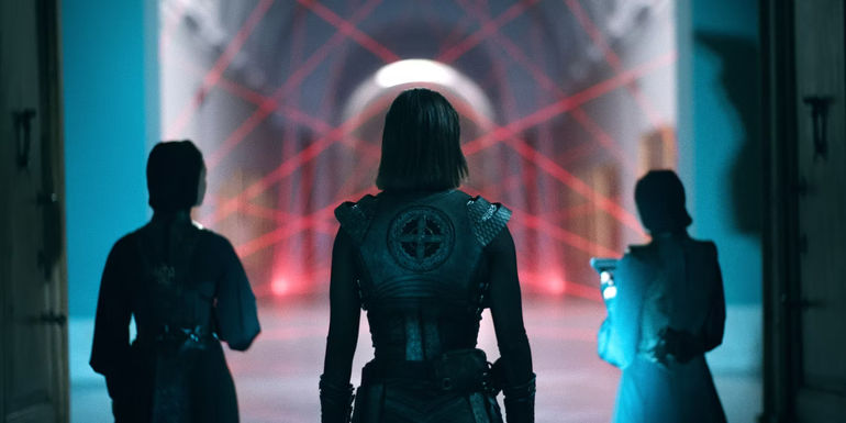 Ava with her back to camera, showing her halo