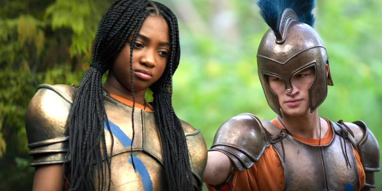 Annabeth and Luke in Greek armor in Percy Jackson and the Olympians TV show