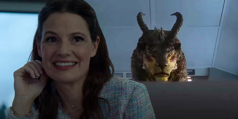 Echidna smiling and Chimera stalking Percy in Percy Jackson episode 4