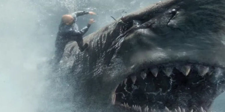 Jonas stabs a meg in the eye in The Meg