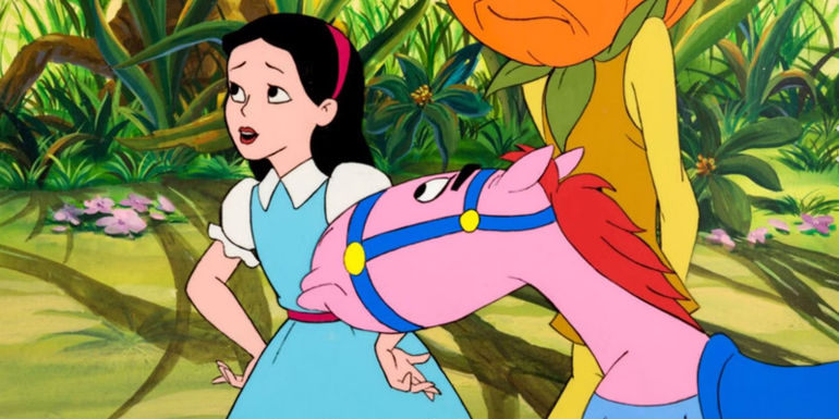 Dorothy and Woodenhead Stallion III in the animated film Journey Back to Oz.